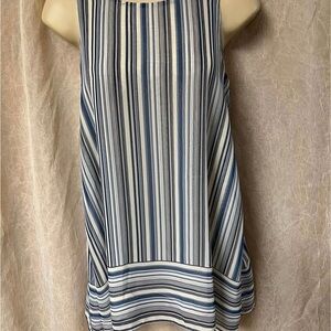 Max Studio Blue and White Relaxed Tank Top